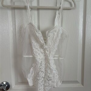 Auden White Lace Bodysuit